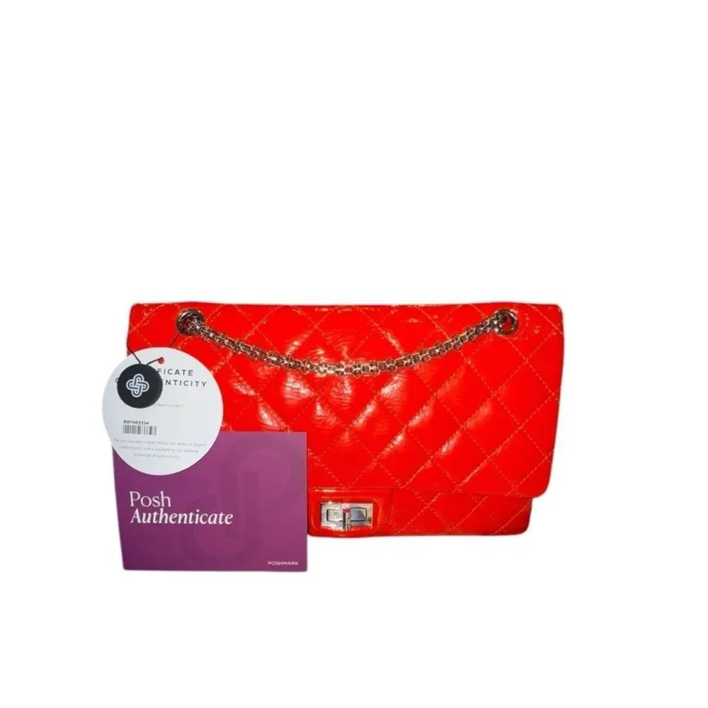 CHANEL Reissue 2.55 Medium Red Quilted Leather Dbl FlapBag w/COA